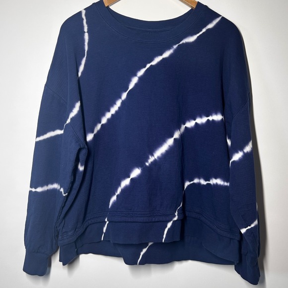 Athleta Sundown Sweatshirt 2.0 Navy Tie Dye Cotton Blend XL - Picture 5 of 9